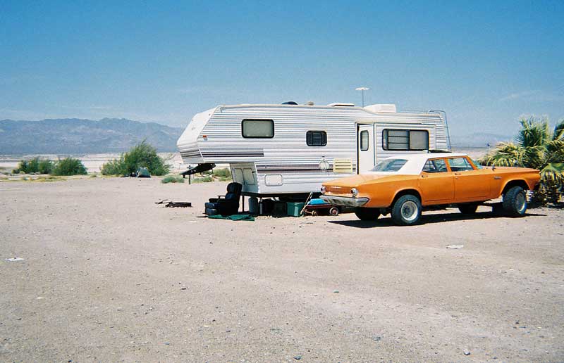 An old car and trailer near my camp site at Tecopa Hot Springs Campground
