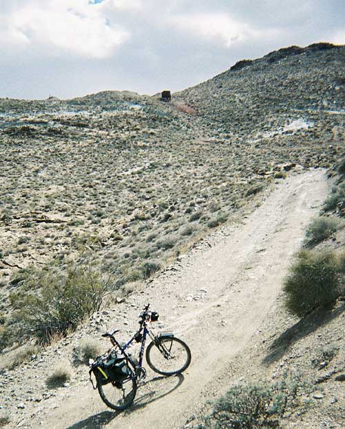 An off-camber section of Chloride Cliff Road on the way up