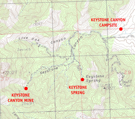 Mojave National Preserve map: Day 11, day hike to Keystone Spring and Keystone Canyon mine
