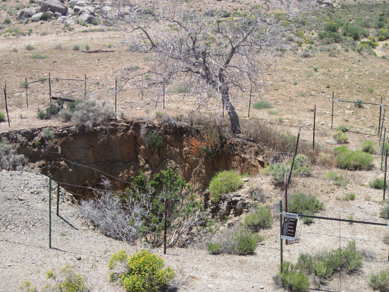 Close-up of the pit at Gold Valley Mine, Mojave National Preserve