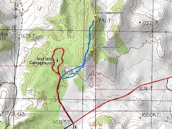 Campground Peaks hiking route (in blue)